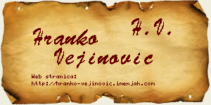 Hranko Vejinović vizit kartica